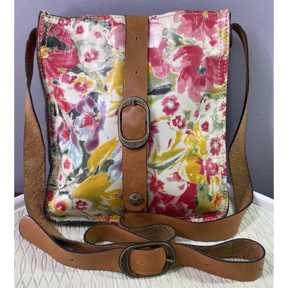 Patricia Nash Women Leather PinkFloral Crossbody Purse Shoulder Bag 9.5x8.5x1.5"